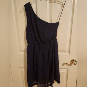 EXPRESS Black and Purple One Shoulder Dress. Size S